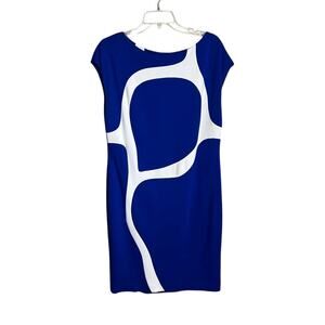 Escada Sleeveless Career Cocktail Office Dress Blue Sheath Size DE 42 US 12